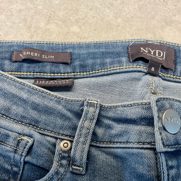 NYDJ Light Wash Lace-up Hem Skinny Jeans - Picture 4 of 6